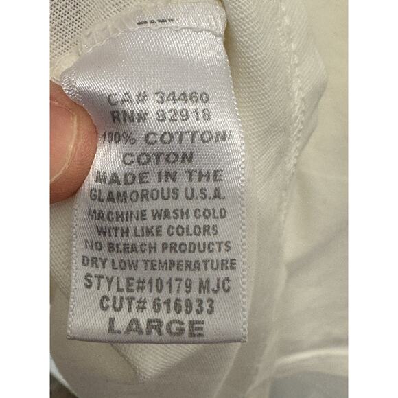 Vintage Juicy Couture T Shirt Long Sleeve Cream Size Large Black Rhinestones - Picture 5 of 5